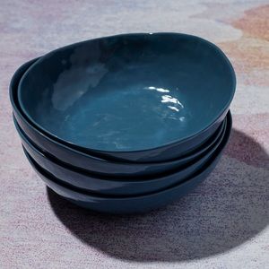 Crate&Barrel porcelain Mercer low pasta bowls set of 4